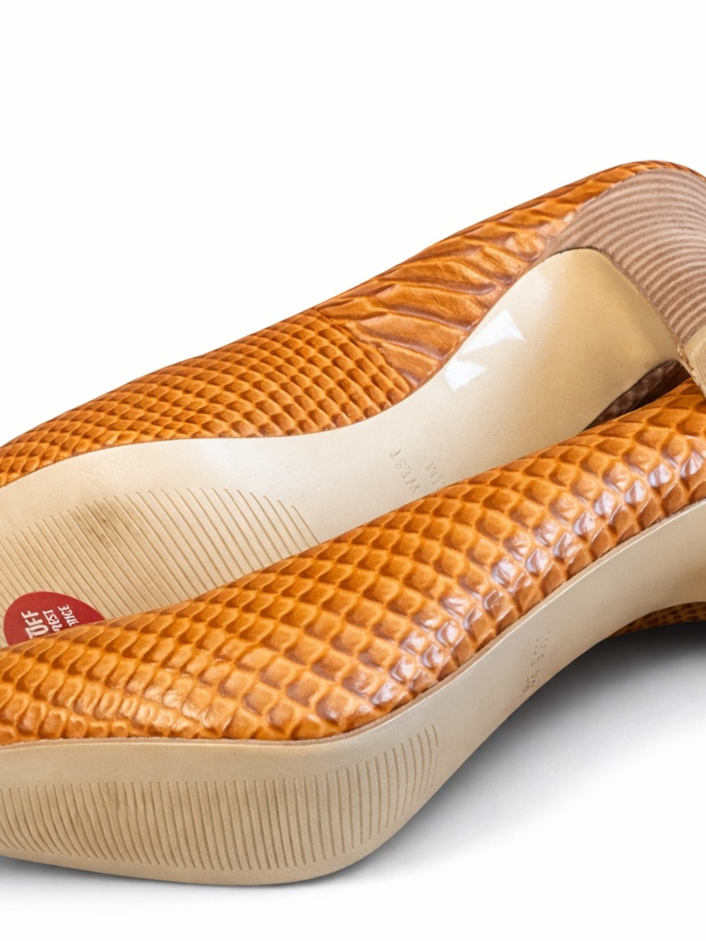 Nine West Women's Tan Peep-Toe Textured High Heels - Picture 2 of 7